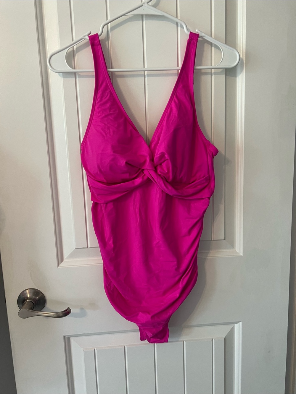 Hot Pink Twist-Front One-Piece Swimsuit - Holipick - Size L